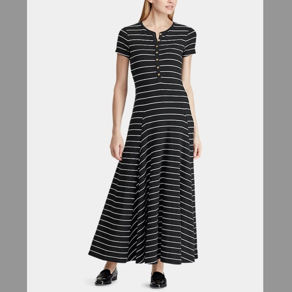 Lauren Ralph Lauren Dresses & Skirts - Lauren Ralph Lauren Dress Striped Jersey Maxi Dress Black White